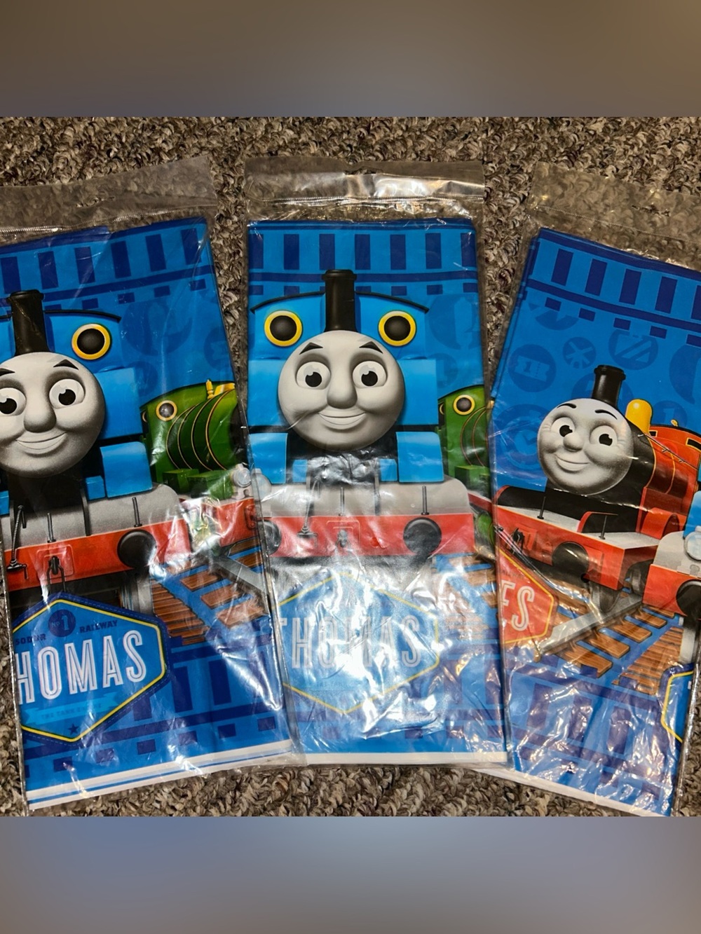 Thomas The Tank Engine Party Lot Of 3 Tablecloths - 54x96 Inches - Brand New